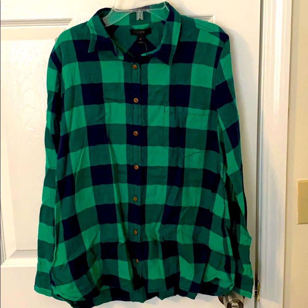 J.Crew Green checkered shirt, size 12, NWT
